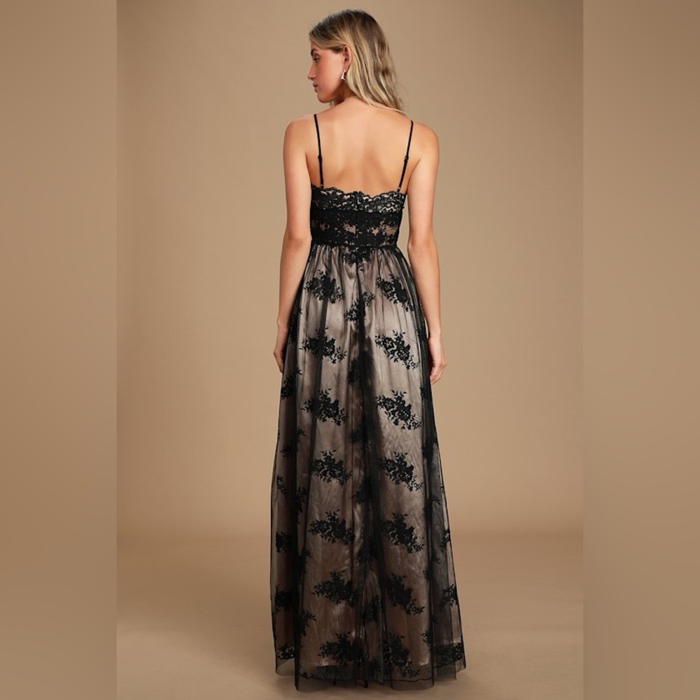 NWT Lulus Utter Elegance Black Embroidered Lace Maxi Dress​ Women’s XS MRSP $108 - Picture 3 of 8